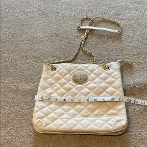 DKNY cream quilted handbag